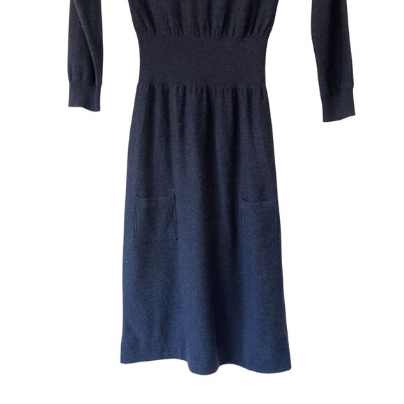 Sonia Rykiel Navy Merino Wool Long Sleeve Collared Sweater Dress Size S READ - Picture 5 of 9